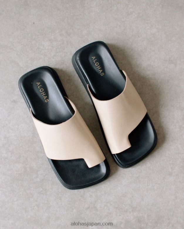 Alohas ストーンベージュ 42TFH221 女性 トゥ リング フロップ - ベージュ レザー サンダル