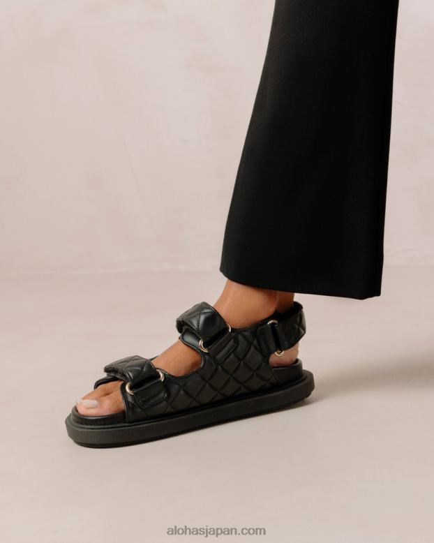 Alohas 黒 42TFH235 女性 フックループ - ブラックレザーサンダル
