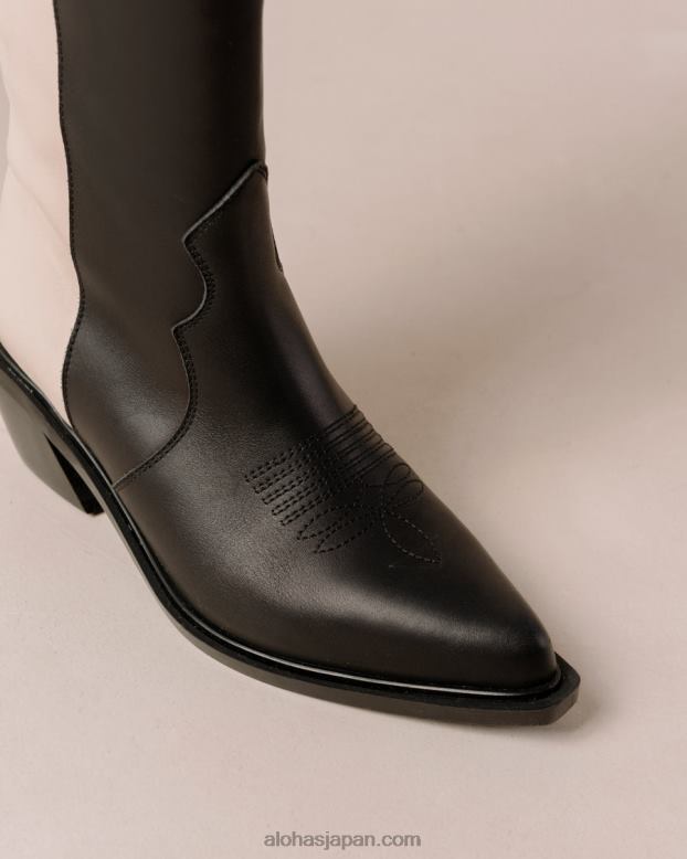 Alohas ブラッククリーム 42TFH251 女性 マウント - 黒と白のレザーブーツ