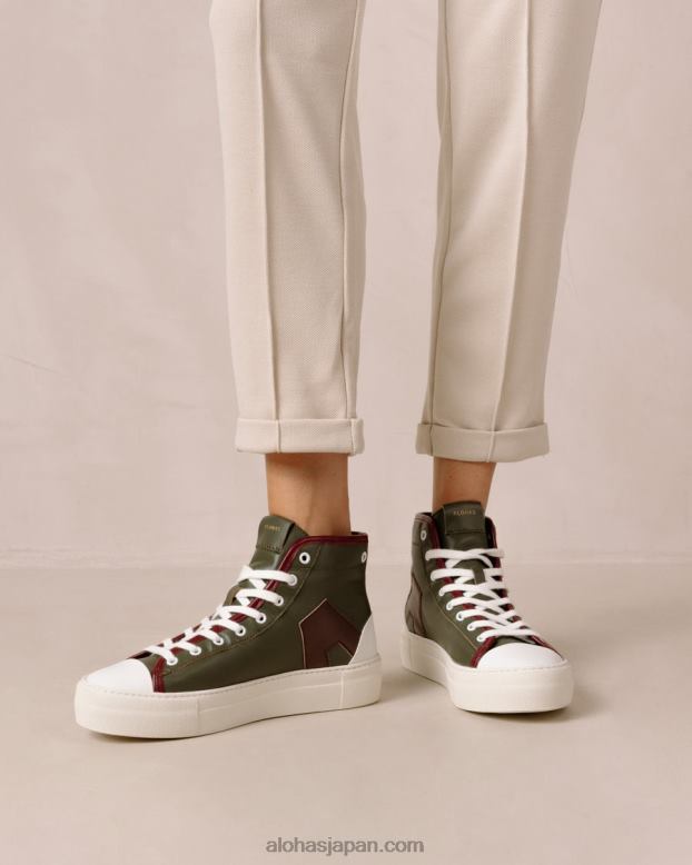 Alohas 山 42TFH264 女性 tb.35 - 赤と緑のレザースニーカー