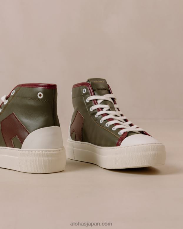 Alohas 山 42TFH264 女性 tb.35 - 赤と緑のレザースニーカー