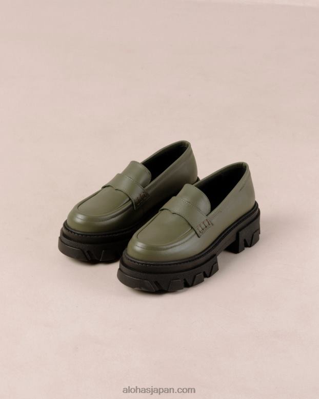 Alohas ダスティオリーブ 42TFH26 女性 トレイルブレイザー - グリーン レザー ローファー