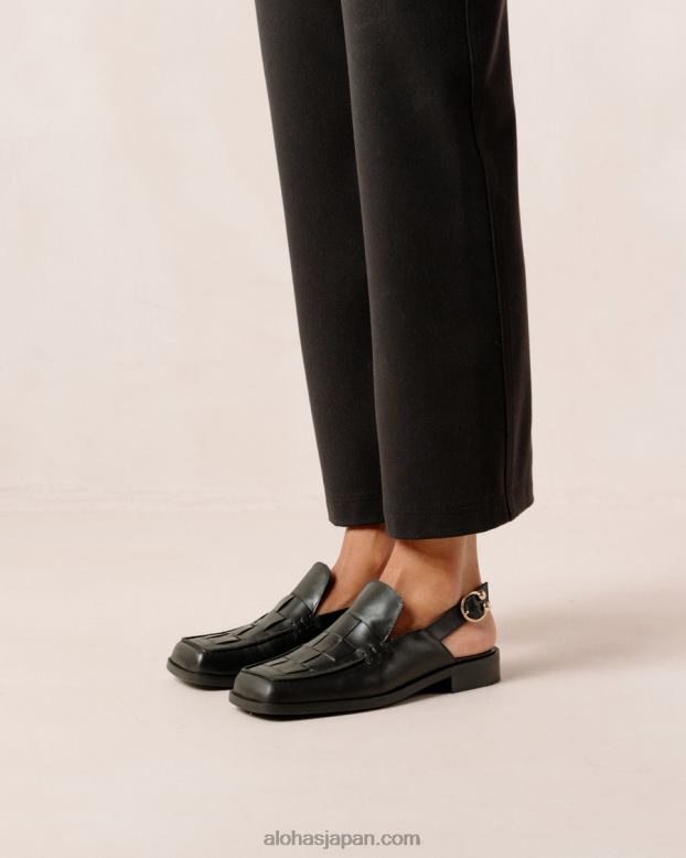 Alohas 黒 42TFH307 女性 abe braided - 黒のレザーローファー