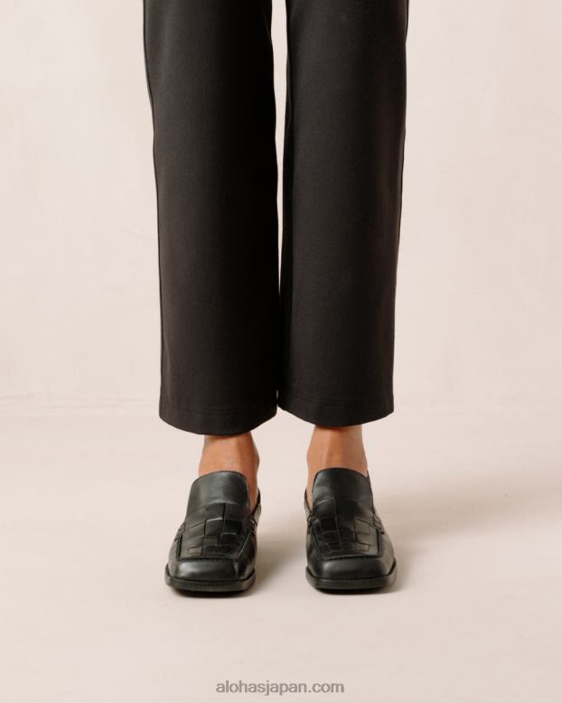 Alohas 黒 42TFH307 女性 abe braided - 黒のレザーローファー