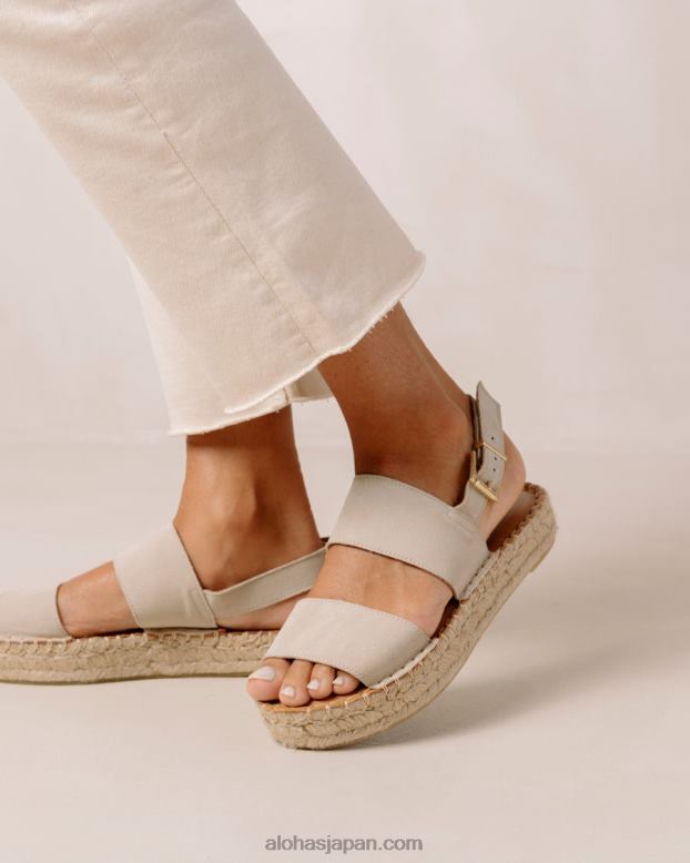Alohas ダブルストラップ キャメル 42TFH325 女性 ダブルストラップ - ベージュ スエード エスパドリーユ