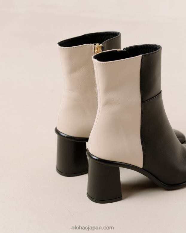 Alohas ブラッククリーム 42TFH341 女性 西 - 黒と白のレザーブーツ