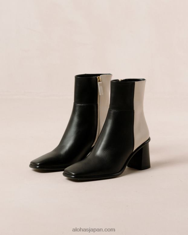 Alohas ブラッククリーム 42TFH341 女性 西 - 黒と白のレザーブーツ