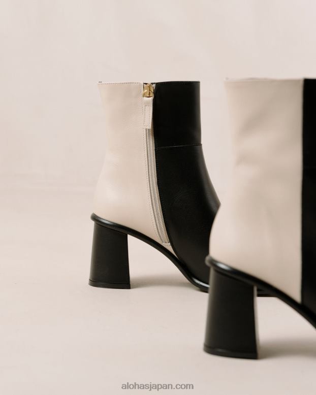 Alohas ブラッククリーム 42TFH341 女性 西 - 黒と白のレザーブーツ