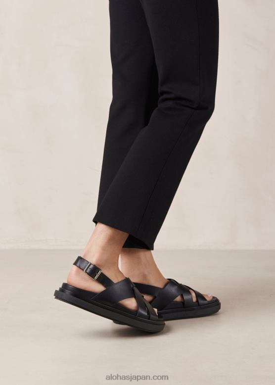 Alohas 黒 42TFH370 女性 trunca - ブラックレザーサンダル
