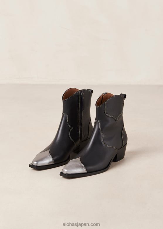 Alohas バッファローシルバー 42TFH377 女性 バッファロー - 黒と銀のレザーブーツ