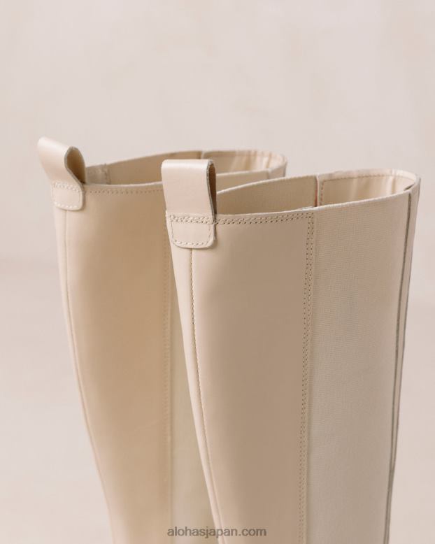 Alohas クリーム 42TFH394 女性 ゴーゲッター - ホワイトレザーニーハイブーツ