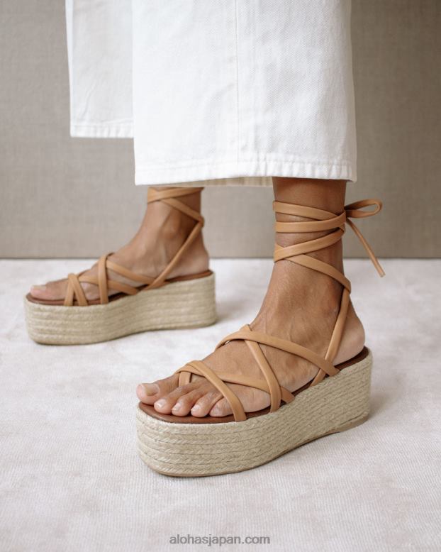 Alohas キャメル 42TFH406 女性 paw-paw - ブラウンレザーのエスパドリーユ