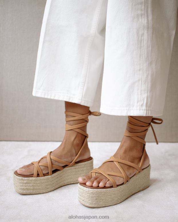 Alohas キャメル 42TFH406 女性 paw-paw - ブラウンレザーのエスパドリーユ