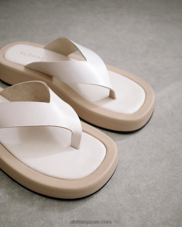 Alohas ストーンベージュ 42TFH451 女性 曇り - 白とベージュのレザーサンダル