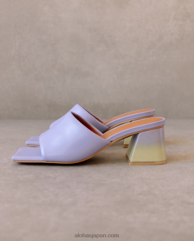 Alohas 劣化藤色まろやかな黄色 42TFH517 女性 起毛劣化© - 紫と黄色のレザーサンダル