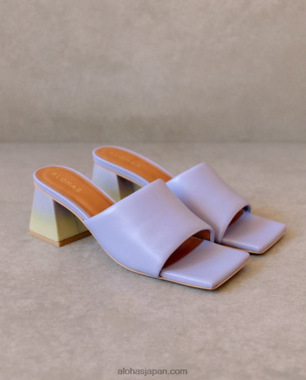 Alohas 劣化藤色まろやかな黄色 42TFH517 女性 起毛劣化© - 紫と黄色のレザーサンダル