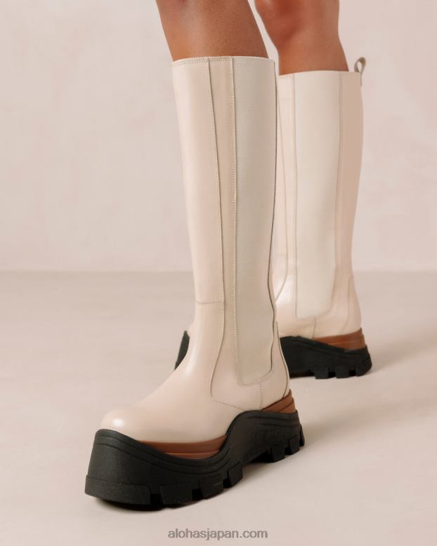 Alohas ナッツクリーム 42TFH552 女性 ロキシー・ナッティ - ホワイトレザーブーツ