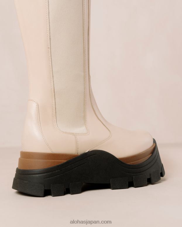 Alohas ナッツクリーム 42TFH552 女性 ロキシー・ナッティ - ホワイトレザーブーツ