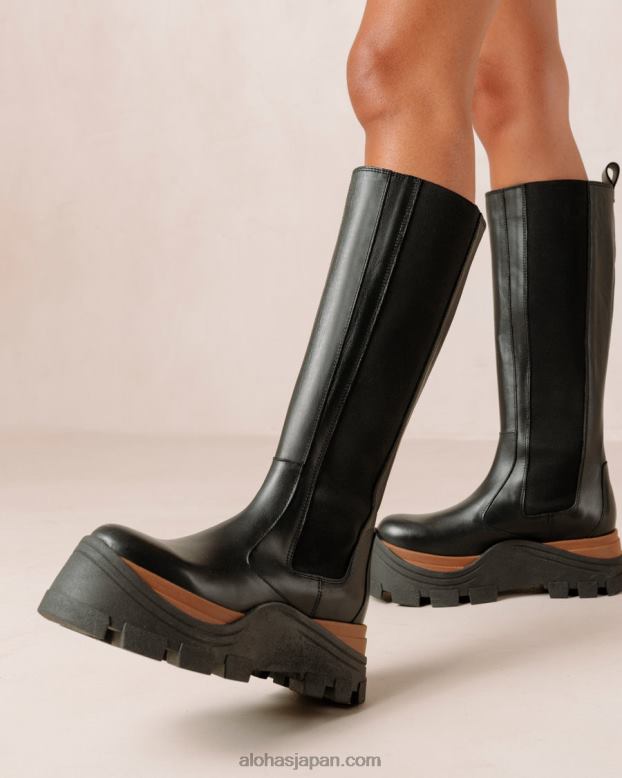 Alohas ナッツブラック 42TFH553 女性 ロキシー・ナッティ - 黒のレザーブーツ