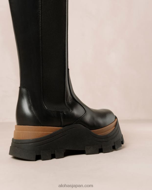 Alohas ナッツブラック 42TFH553 女性 ロキシー・ナッティ - 黒のレザーブーツ