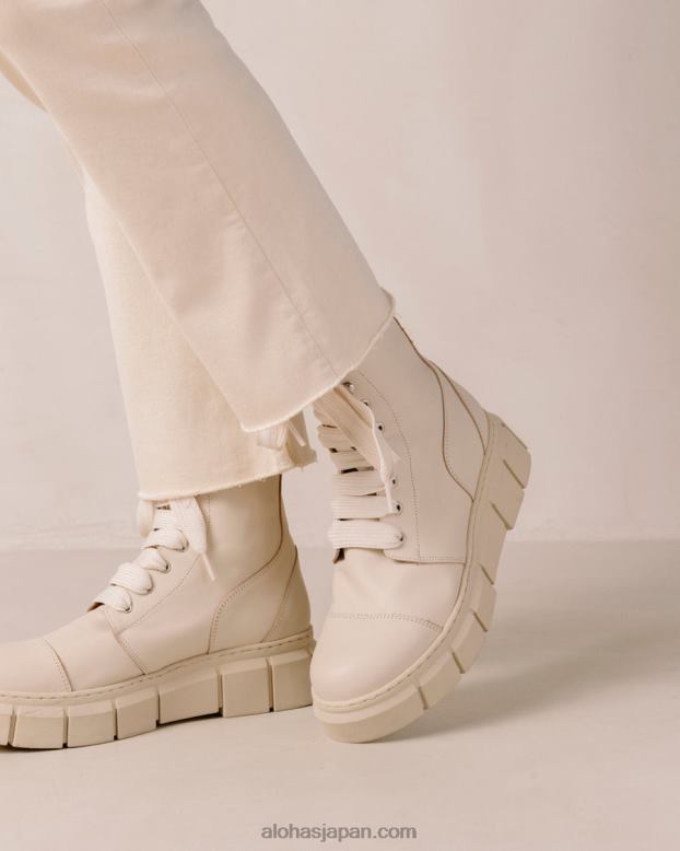 Alohas 象牙 42TFH60 女性 can can - ベージュのレザーコンバットブーツ