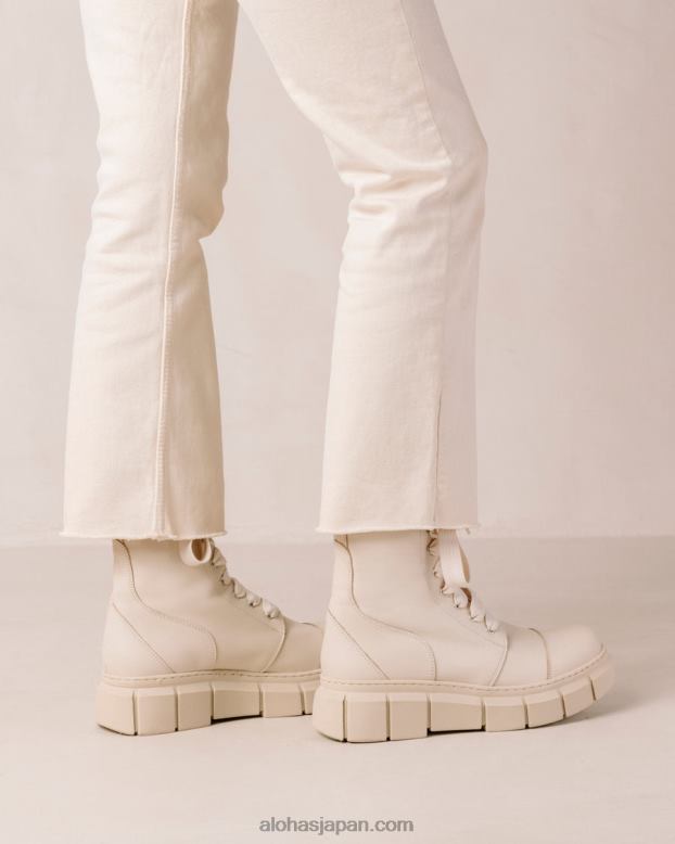 Alohas 象牙 42TFH60 女性 can can - ベージュのレザーコンバットブーツ