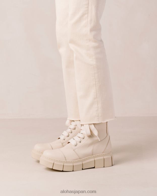 Alohas 象牙 42TFH60 女性 can can - ベージュのレザーコンバットブーツ