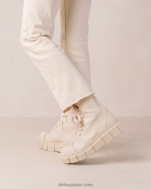 Alohas 象牙 42TFH60 女性 can can - ベージュのレザーコンバットブーツ