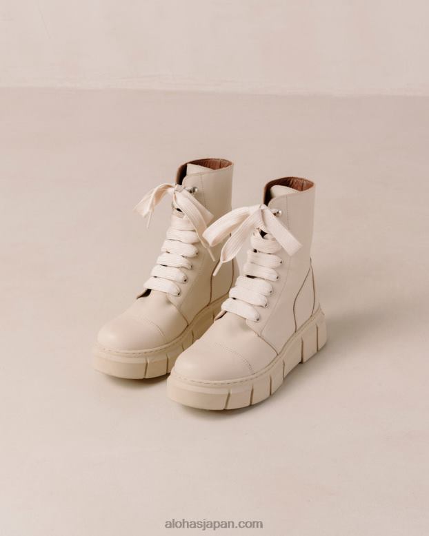Alohas 象牙 42TFH60 女性 can can - ベージュのレザーコンバットブーツ
