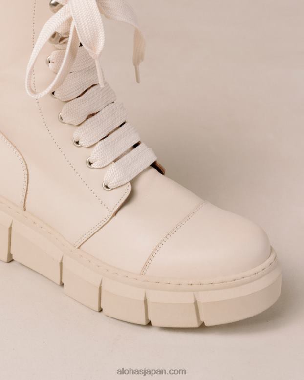 Alohas 象牙 42TFH60 女性 can can - ベージュのレザーコンバットブーツ
