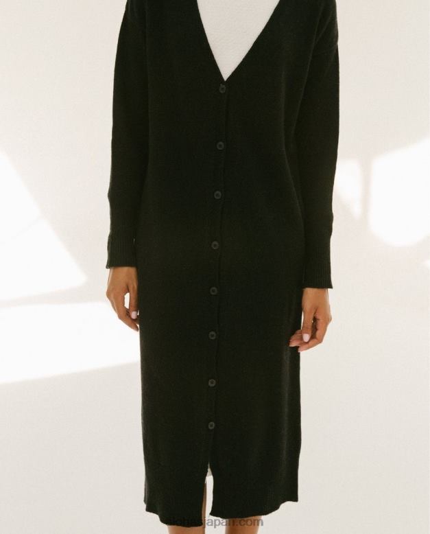 Alohas 黒 42TFH717 女性 追求 - 黒のニットカーディガン