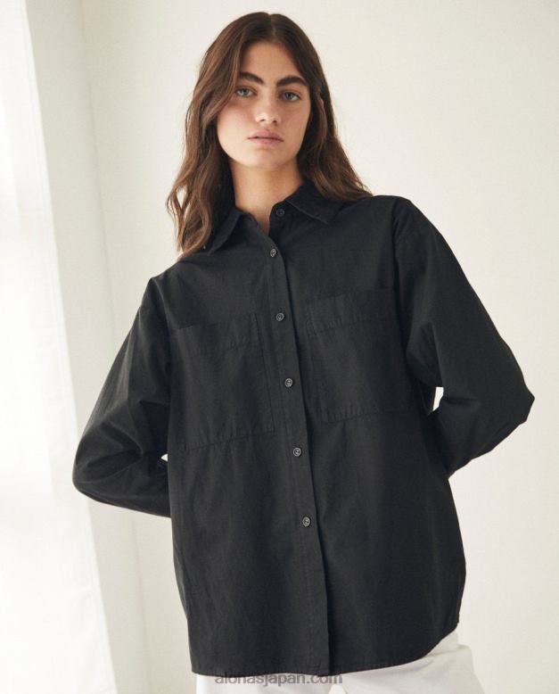 Alohas 黒 42TFH721 女性 トロフィー - 黒のコットンシャツ