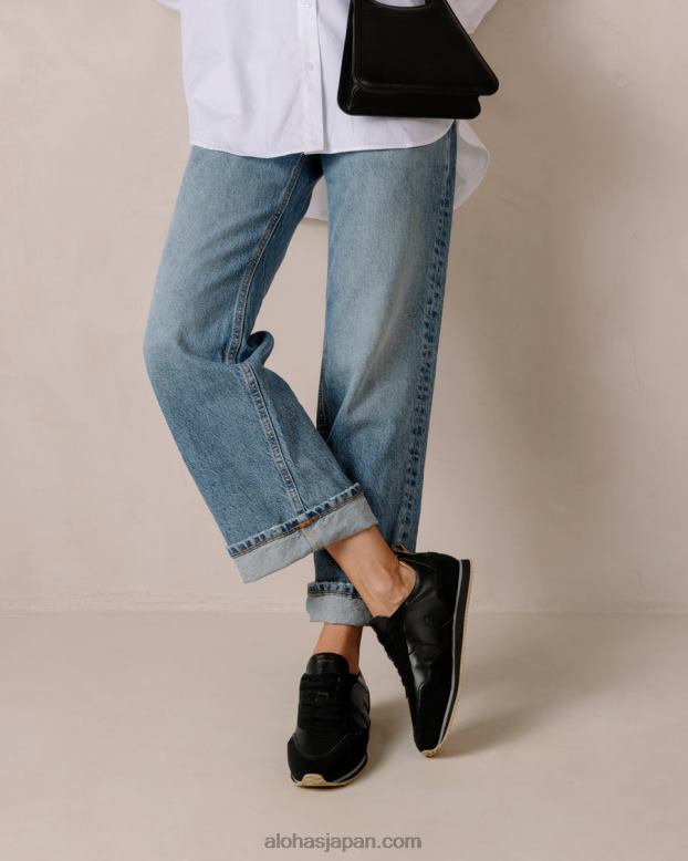 Alohas 真っ黒 42TFH76 女性 tb.015 - ブラックレザースニーカー