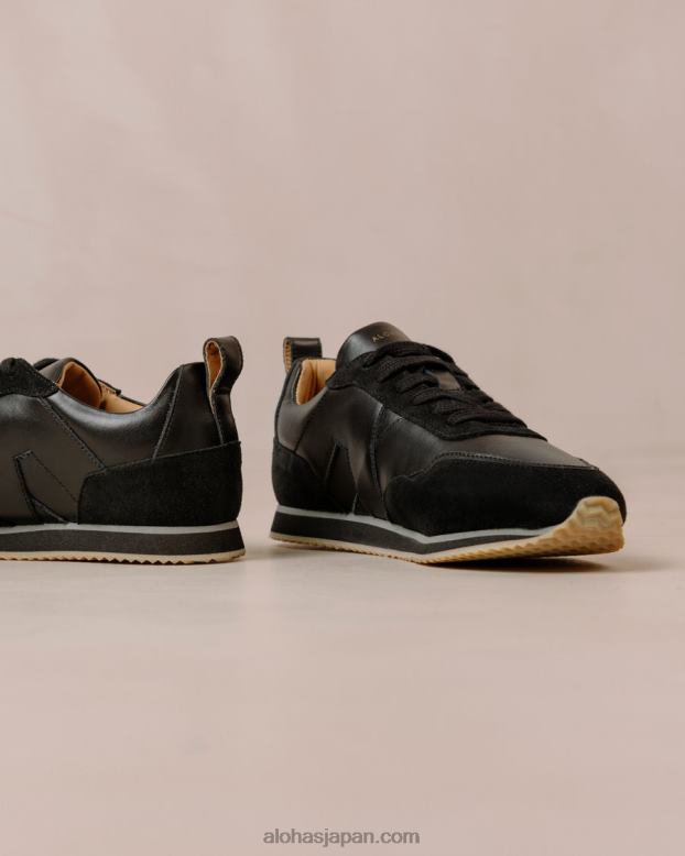 Alohas 真っ黒 42TFH76 女性 tb.015 - ブラックレザースニーカー