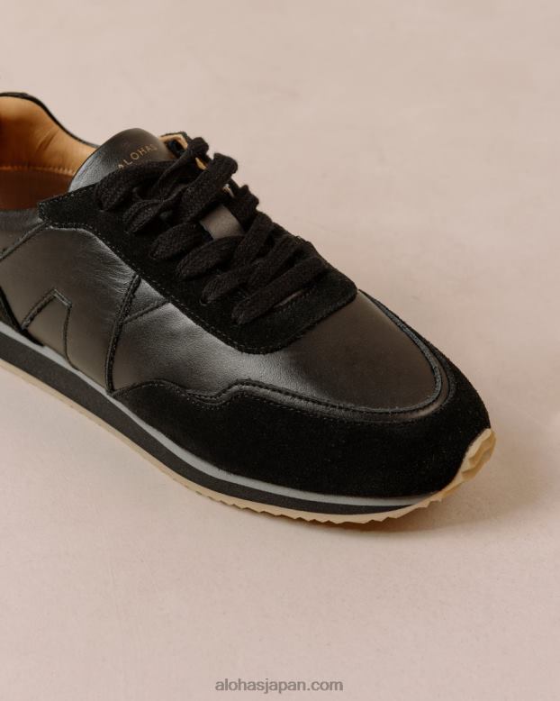 Alohas 真っ黒 42TFH76 女性 tb.015 - ブラックレザースニーカー