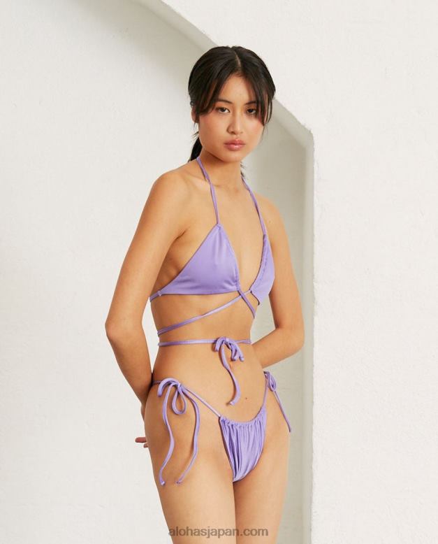 Alohas 薄藤色 42TFH777 女性 ヤシの木の輝き - 紫のビキニトップ