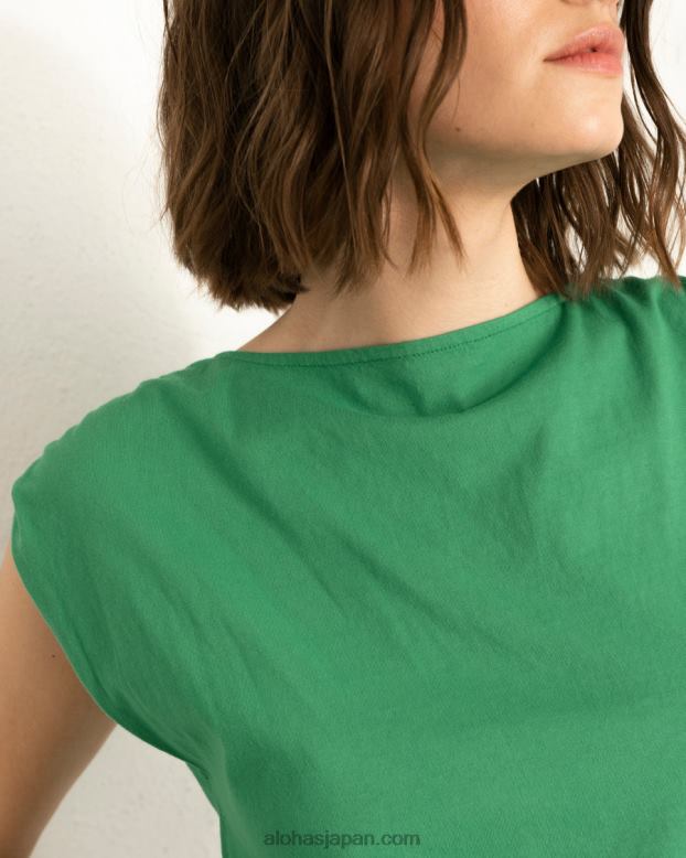 Alohas 常緑樹 42TFH788 女性 落ち着いたグリーンのコットントップ