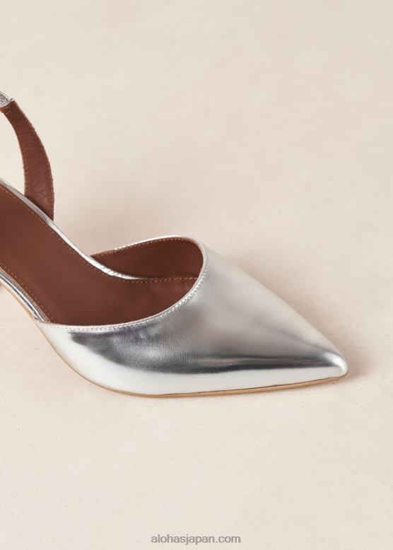 Alohas シマーシルバー 42TFH78 女性 シンデレラ シマー - シルバー レザー パンプス