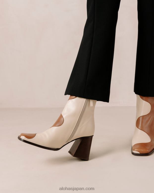 Alohas キャメルクリーム 42TFH7 女性 ブレア - 白と茶色のレザーブーツ