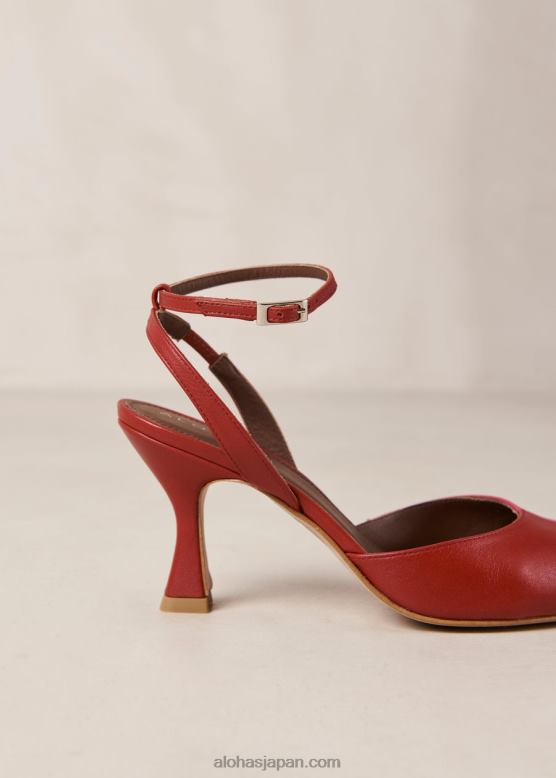 Alohas 口紅レッドマゼンタ 42TFH80 女性 シンデレラ - 赤とピンクのレザーパンプス