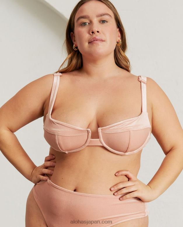 Alohas ベルベットの淡いピンク 42TFH824 女性 ザ・ループ - ピンクのベルベットのビキニトップ