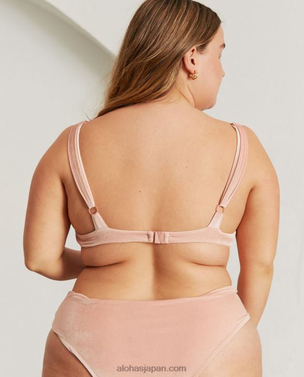 Alohas ベルベットの淡いピンク 42TFH824 女性 ザ・ループ - ピンクのベルベットのビキニトップ