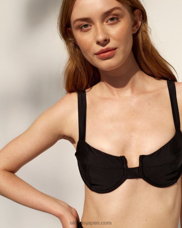 Alohas 黒 42TFH830 女性 ザ・ループ - ブラックのリサイクルナイロンビキニトップ
