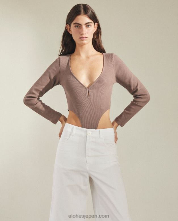 Alohas ナツメグブラウン 42TFH836 女性 glace - ブラウンコットンボディスーツ