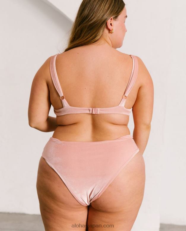 Alohas ベルベットの淡いピンク 42TFH893 女性 五角形 - ピンクのベルベットのビキニボトム