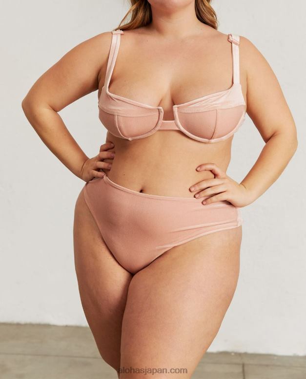 Alohas ベルベットの淡いピンク 42TFH893 女性 五角形 - ピンクのベルベットのビキニボトム
