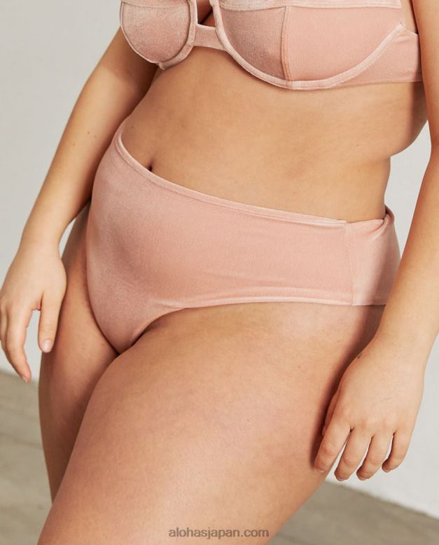 Alohas ベルベットの淡いピンク 42TFH893 女性 五角形 - ピンクのベルベットのビキニボトム