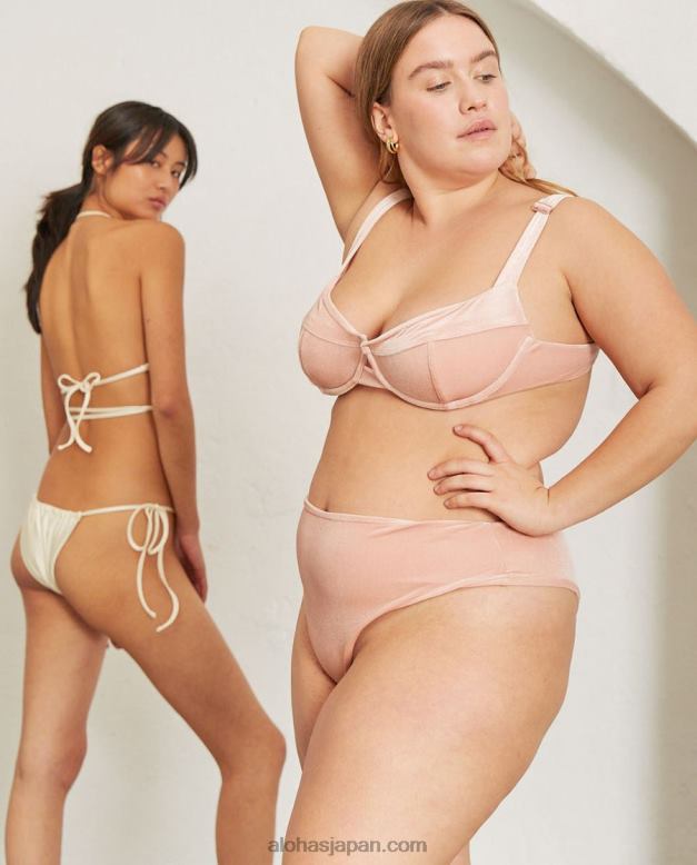 Alohas ベルベットの淡いピンク 42TFH893 女性 五角形 - ピンクのベルベットのビキニボトム