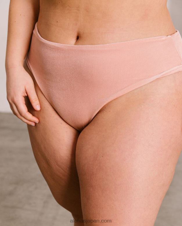 Alohas ベルベットの淡いピンク 42TFH893 女性 五角形 - ピンクのベルベットのビキニボトム
