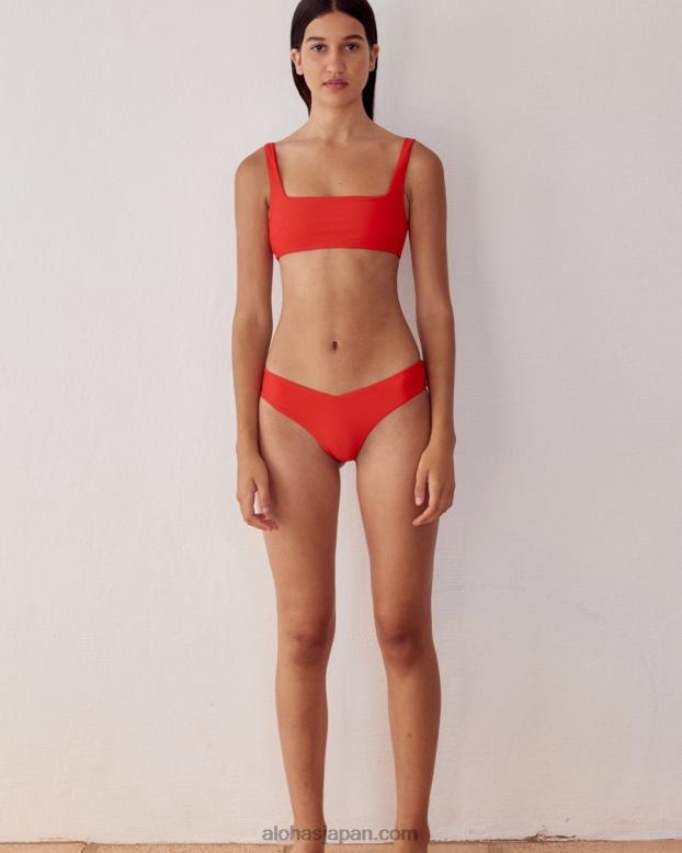 Alohas 赤 42TFH938 女性 スポーティなスパイス - レッドエコニルビキニトップ